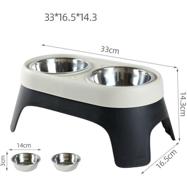 Comedero Elevado Para Perros, De Acero Inoxidable, Antigolpes, Para Perros Y Gatos. Negro-image