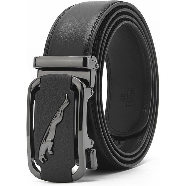 Matowa Automatyczna Klamra Otwierana Dwuwarstwowy Pasek Ze SkóRy BydlęCej Biznesowy I Casualowy Modny Pasek MęSki 110-130Cm Black-image