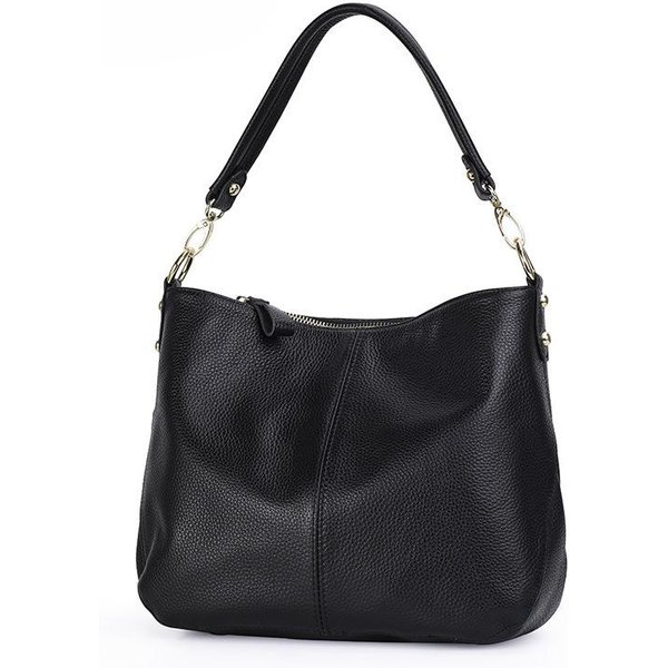 Nuevo Bolso De Hombro Para Mujer Popular Bolso Bandolera Bolso De Piel De Vaca Suave Bolso Tote Bolso De Madre Bolso De Cuero Genuino Black-image