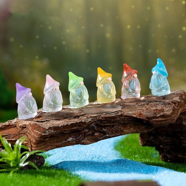10/20 Piezas Estatuas De Gnomos Mini Luminosos Brillan En La Oscuridad Figuras Diminutas De Gnomos Adorno Para JardíN De Hadas DIY Contenedor W12195WW- Gray-image