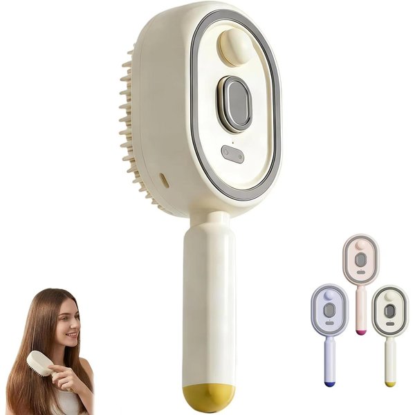 Peine Masajeador De Cuero Cabelludo Con Cepillo De Vapor Y Aceite Esencial, 3 En 1, EléCtrico, Con Spray, Cojines De Aire, Autolimpiante, Recargable Color Rosa-image