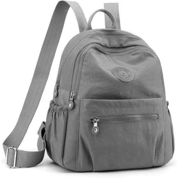 Damski Wodoodporny Nylonowy Plecak Moda Damska Torba Na Ramię MłOdzieżOwy Styl WitalnośCi Wielofunkcyjna PodróżNa Torba Szkolna 27X13X32Cm Szary-image