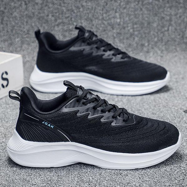Zapatillas De Malla De Verano Nuevas Para Hombre Suela Blanda Running Entrenamiento Ligeras Transpirables Suela Gruesa Zapatos Casuales Tenis Para Hombre 44 Negro-image