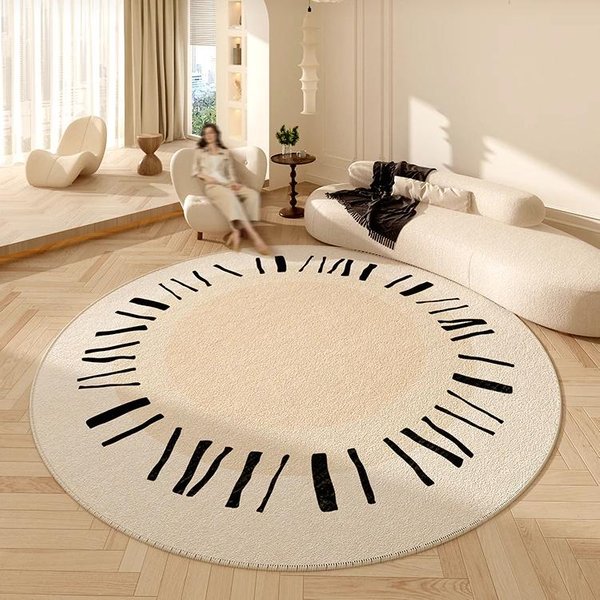 Kremowy OkrąGłY Dywan W Stylu Francuskim – Gruba Pluszowa Mata AntypośLizgowa Do Salonu, Sypialni, Garderoby Diameter 90Cm(35In) Beige-image