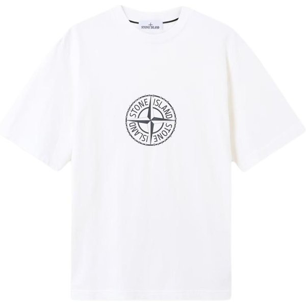Stone Island T-Shirt Z Nadrukiem, Z OkrąGłYm Dekoltem, Z KróTkim RęKawem, MęSki, Topy L1S152100001S0362V0001 S White-image