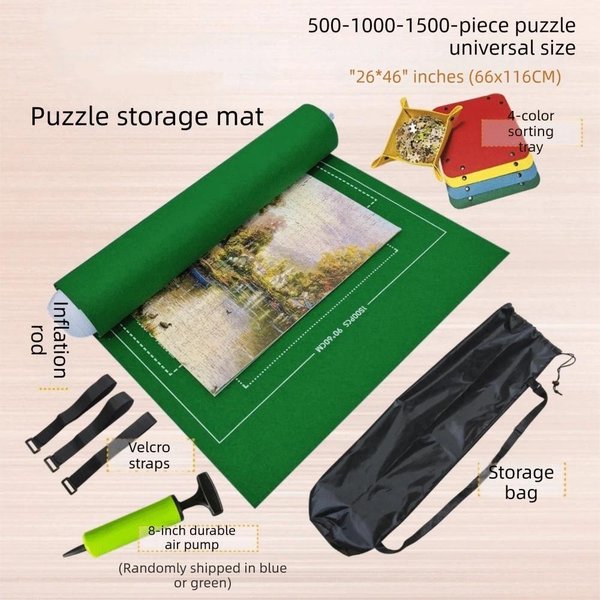 Alfombrilla De Almacenamiento Para Rompecabezas De 1500/2000/3000 Piezas Juego De Alfombrillas Enrollables Antideslizantes Para Rompecabezas Bricolaje 07 Green 1500Pcs-image