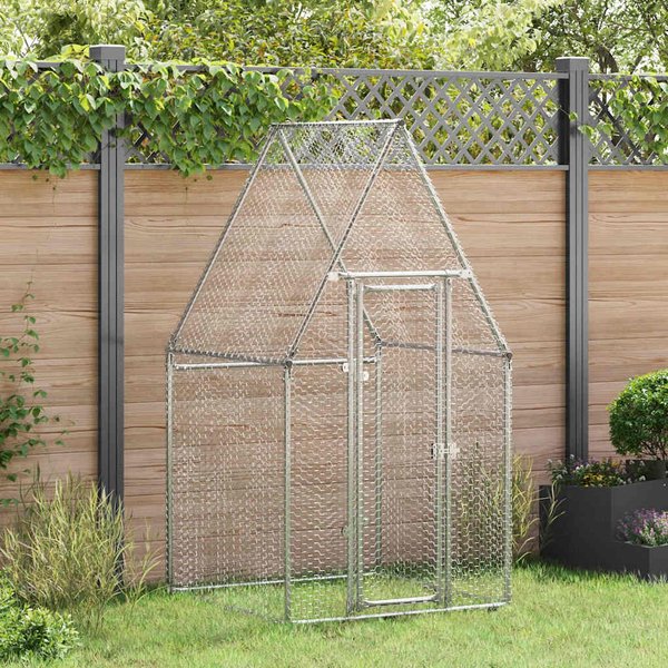 Vidaxl Jaula Para Pollos, Plateada, 100X100X190 Cm, Acero Galvanizado-image