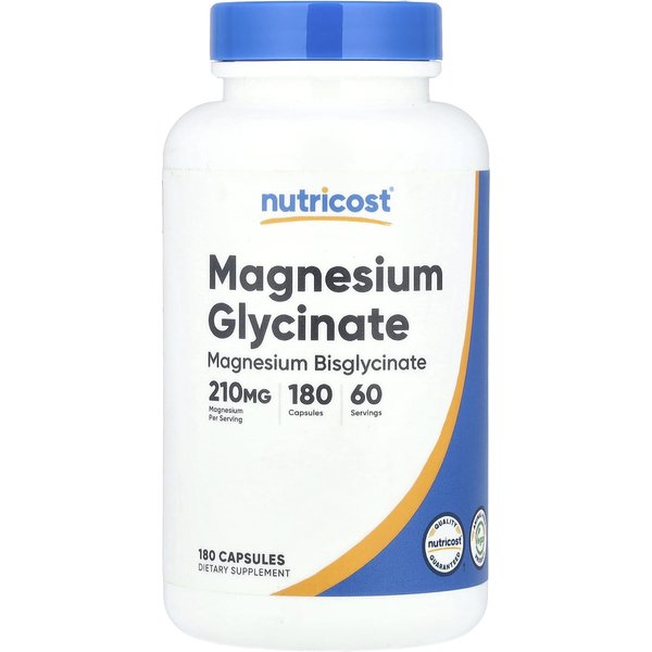 Nutricost, Magnesium Glycine, 210 Mg, 180 Capsules (70 Mg Per Capsule)-image