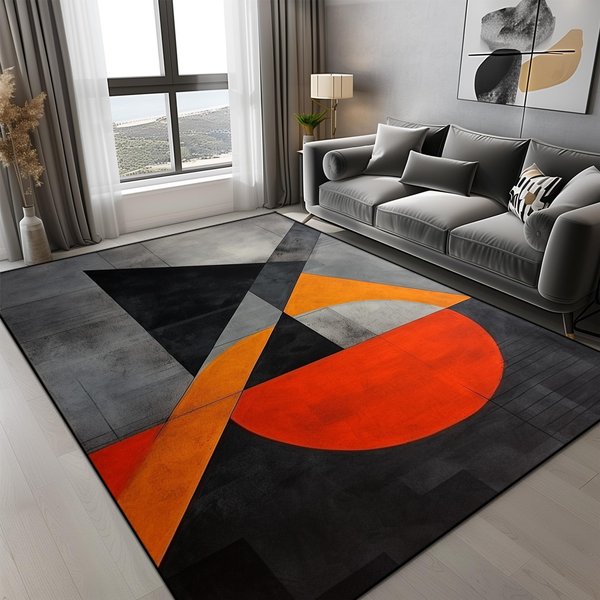 PomarańCzowy Geometryczny Dywan Nowoczesny Luksusowy Dywan Do Salonu AntypośLizgowy ŁAtwy W Czyszczeniu DużY Rozmiar Mata PodłOgowa Do Dekoracji Domu Sypialni 60X90Cm-image