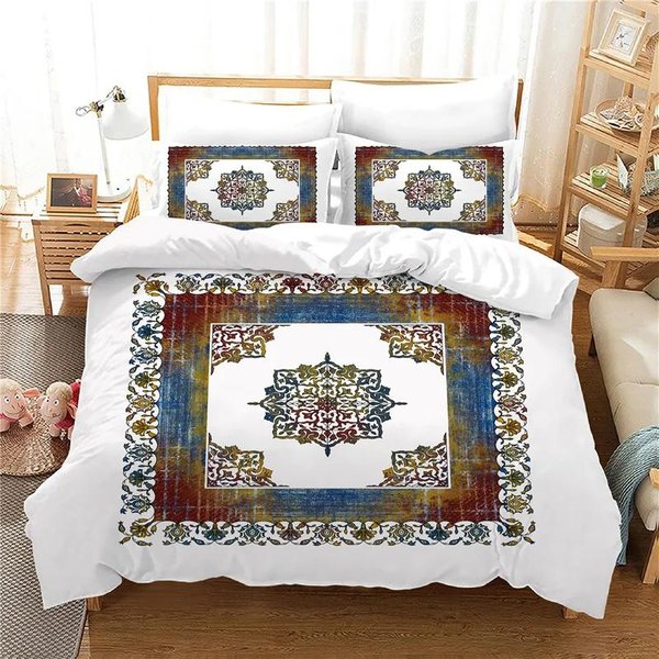 Ropa De Cama Bohemia Morada Juegos De Funda NóRdica Para Mandala Textil Para El Hogar Dormitorio Cubrecama Con Funda De Almohada Ropa De Cama Juego De Cama PoliéSter AU Single(140X210Cm)-image