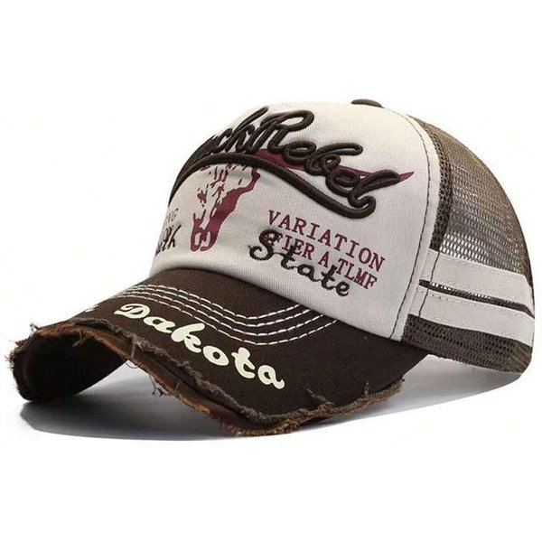 Unisex Czarna Haftowana Siatkowa Czapka Baseballowa Rebel Spring Summer Outdoor Regulowana Codzienna Czapka Ochrona PrzeciwsłOneczna Czapka Sportowa Gray-image