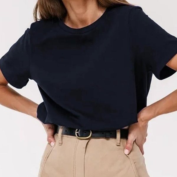 Letni BawełNiany Damski T-Shirt Podkoszulka Basic Modny Jednolity Damski KróTki RęKaw LuźNe Top Koszulki Top M-image