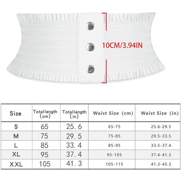 Falbany Szeroki Pas PotróJna Klamra Elegancka Elastyczna Talia Dekoracyjna Sukienka Pas Dla Kobiet DużY Rozmiar 65Cm White-image