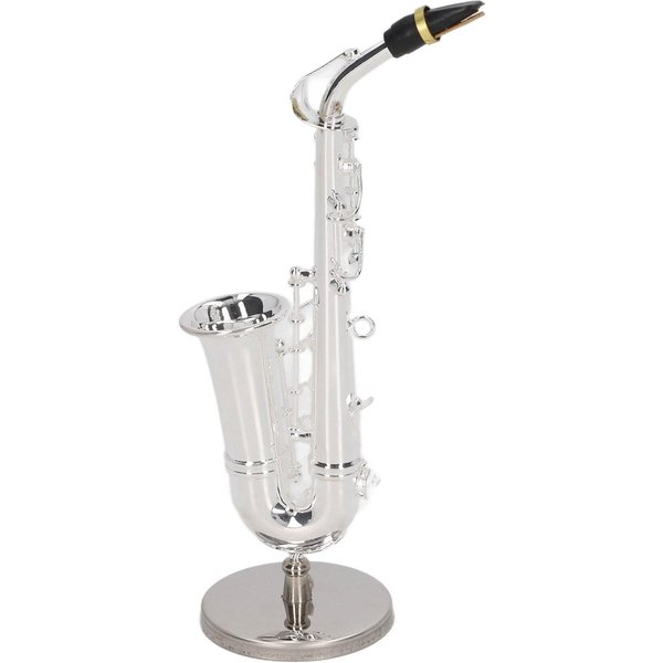 Adornos De SaxofóN Alto, Mini SaxofóN, DecoracióN, Modelo De Instrumento Musical, Regalo Con Base De Caja De 14 Cm-image