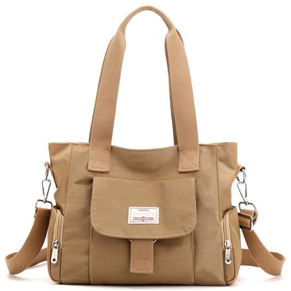 Torba Na Ramię Z Wieloma Kieszeniami Torebki Wodoodporna Nylonowa Torba Crossbody O DużEj PojemnośCi Torba Szkolna Beige-image