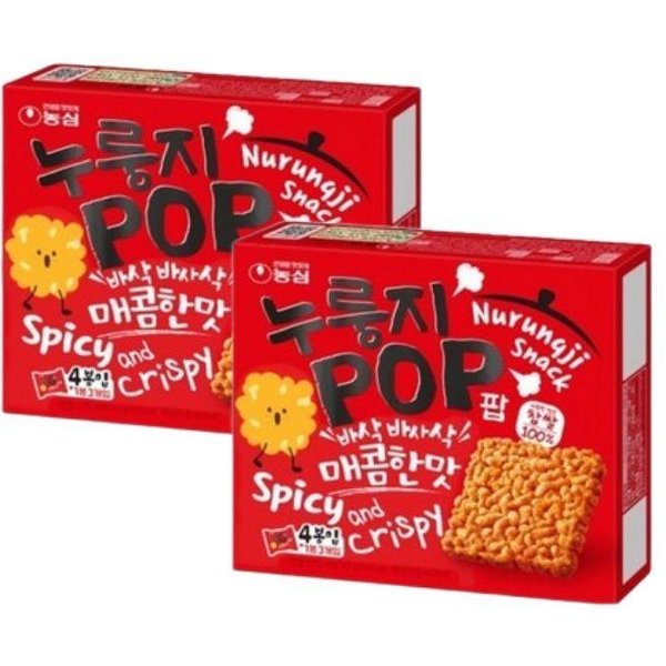 Snack De Arroz Inflado Nurungji Pop De Nongshim 142G × 2 Paquetes (Original / Picante) Spicy 142G × 2 Packs-image