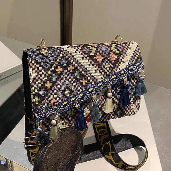 Bolso De Estilo Bohemio De Moda, Nuevo Bolso Cruzado Con Correa Ancha Al Hombro, Bolso Con Flecos Moda Bolso De Hombro VersáTil-image