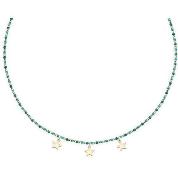 Collar De Acero Tono Dorado La Petite Story Con Cuentas Verdes Y Azules LPS10ARR12 Para Mujer White-image