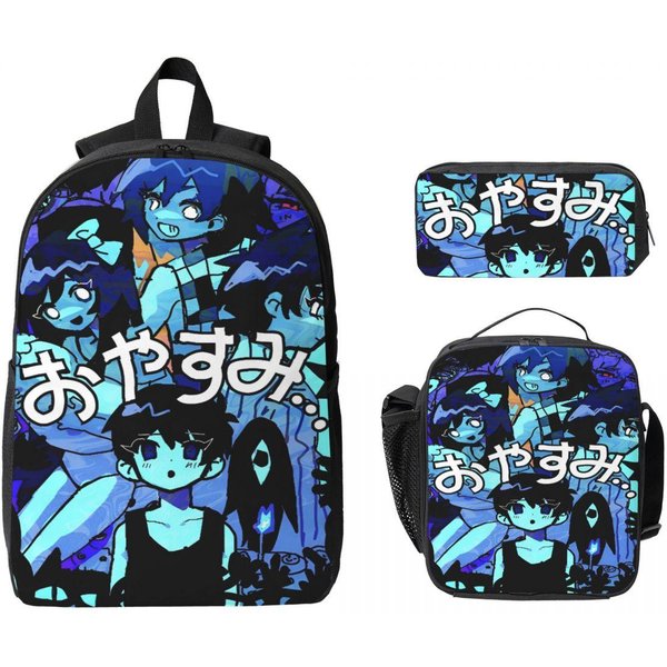 Omori Videojuegos Divertidos Mochila Infantil Fiambrera Estuches Para NiñOs NiñAs Mochilas De GuarderíA Bolso Escolar Set De Mochila-image