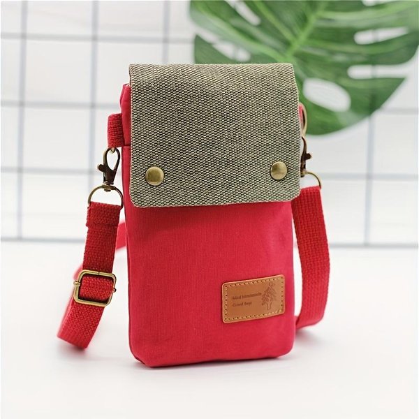 Jednokolorowa PłóCienna Torba Crossbody Na Telefon KomóRkowy, 3-Warstwowa, Prosta MateriałOwa Torba Damska, Modna Listonoszka, Torebka Na Monety Na Ramię-image