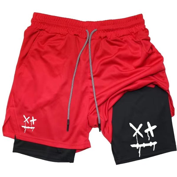 Spodenki Treningowe MęSkie 2W1 SzybkoschnąCe Z Kieszenią Na Telefon PęTelką Na RęCznik SiłOwnia Bieganie Fitness Kompresyjne JW10102 Xxxl Red-image