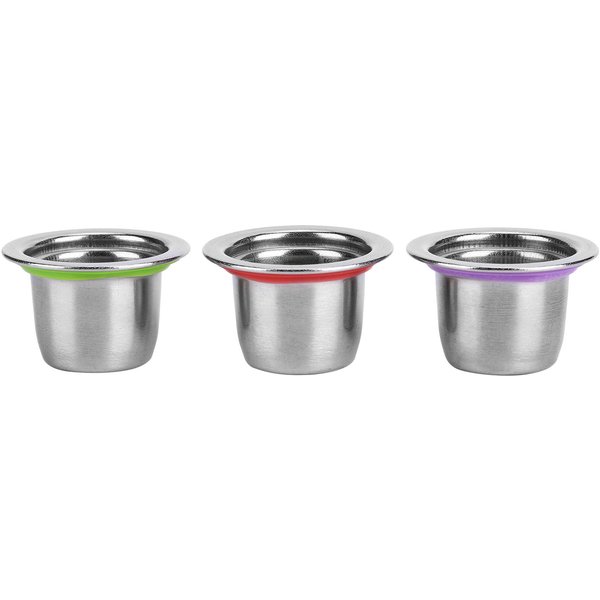 3 Piezas/Set CáPsula De Café Vaina Reutilizable Acero Inoxidable Filtro Recargable 30X22X20Mm Apto Para Nespresso-image