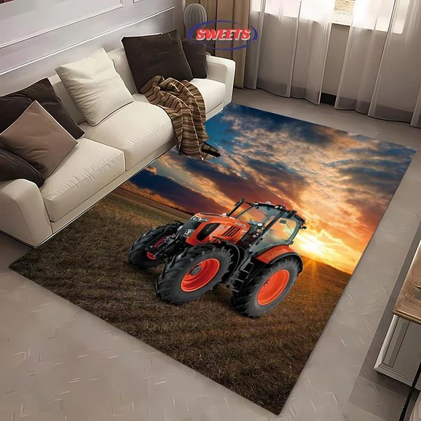 DużY Dywan WzóR Seria TraktoróW Maszyny Rolnicze Do Domu Salon PokóJ DziecięCy, Mata PodłOgowa Pod Drzwi AntypośLizgowa Mata Dekoracyjna 80*120Cm-image