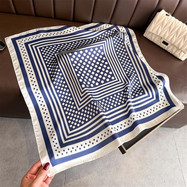 Nowy 70 Cm Szalik W Kropki Dla Kobiet Wiosna Lato Cienki BawełNiany Chustka Na GłOwę Modny I Wszechstronny Turban Szal 70X70Cm Gray-image