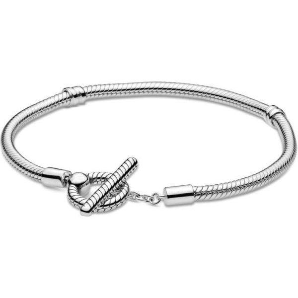 Pulsera De Plata De Ley 925 AutéNtica Con Cuentas De Oro Rosa Y Cristales Pavé Deslizantes, Brazalete Apto Para Mujeres, Abalorios, JoyeríA De Moda Diy 16Cm-image