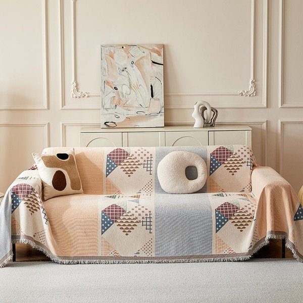 Toalla De Sofá Chenilla Estampada De Alta Gama Francesa, Funda De Sofá Universal Para Todas Las Estaciones, Funda De Sofá De Cobertura Completa, Manta De Sofá 180*180Cm-image