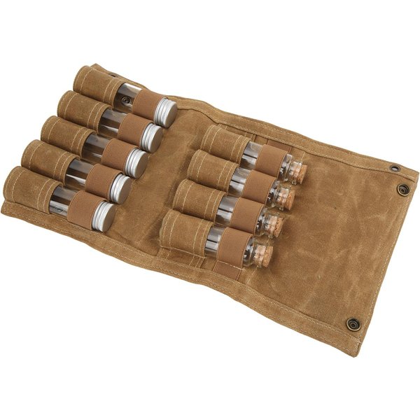 Bolsa Para Botellas De Especias Plegable PortáTil Bolsa De Almacenamiento Para Condimentos Con 9 Botellas Para Camping Barbacoa Picnic Brown-image
