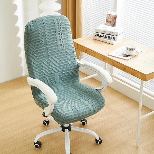 Funda Para Silla De Oficina Jacquard EláStica Gruesa Fundas Para Sillas De Juego Color Liso Spandex Fundas Protectoras Para Sillas Para Estudio Gaming S-image
