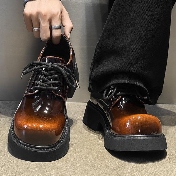 Wysokiej JakośCi MęSkie Buty Brytyjski Styl Retro Buty Derby Dla MężCzyzn Platforma Wysokiej Klasy Casualowe Buty MęSkie Luksusowe Designerskie SkóRzane Buty 40 BrąZowy-image