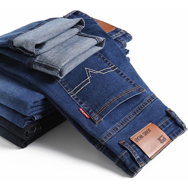 MęSkie Jeansy MęSkie Stretch Wysoki Stan Proste Nogawki LuźNy KróJ Casual ŚRedni Wiek Uniwersalne Spodnie Biznesowe Stretch 29 Gray-image