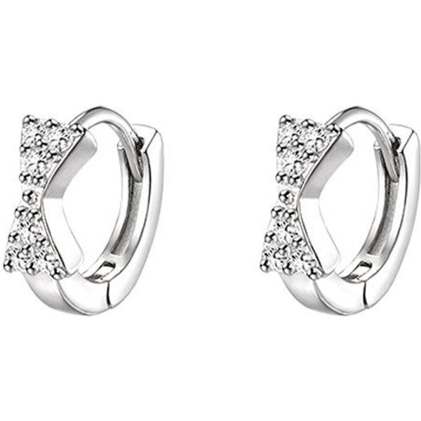 Pendientes De Lazo Coreanos Para Mujer, Delicados Pendientes PequeñOs De Circonita, JoyeríA De Plata Con DiseñO De Viento.-image