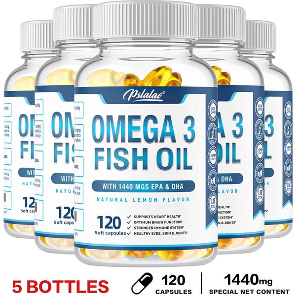 CáPsulas De Aceite De Pescado, Que Contienen 1440 Mg De EPA Y Dha, Totalmente Naturales, Triple Beneficio, Aptas Para Adultos. 120*5-image