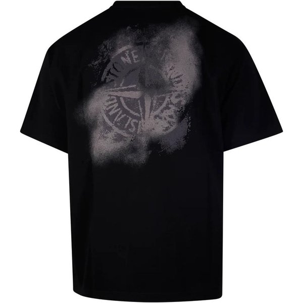 Camiseta Negra Con Logo Stone Island Unisex Tops 80152RCE6-V0029 L-image