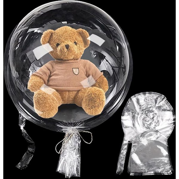 5-20 Piezas Globo Bobo De Cuello Ancho 30 Pulgadas Doble Puerto Estirado Transparente Globo Burbuja Para Regalos De Fiesta Pack Relleno Flor Rosa 15Pcs&30Inch-image