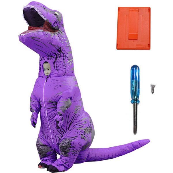 Nadmuchiwany Kostium Dinozaura T Rex Nadmuchiwany Dinozaur Kostium Do Cosplay Party Wesela Fioletowy-image