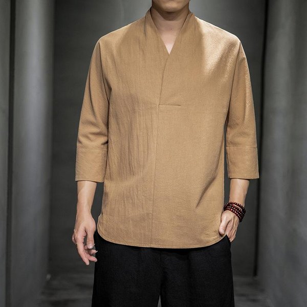 CáRdigan Kimono Para Hombre Moda Tradicional Ropa De SamuráI JaponéS Streetwear Yukata Camisa Masculina Haori Abrigo Kimono Para Hombre XL Café-image