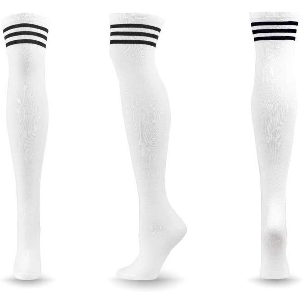 JK Kobieta Cosplay PońCzochy RóżOwo-BiałE Paski Lolita DłUgie Skarpety PowyżEj Kolan Do Uda Skarpety Kompresyjne Damskie Wysoka Jakość Praktyczne Codzienne UżYcie One Size White-image