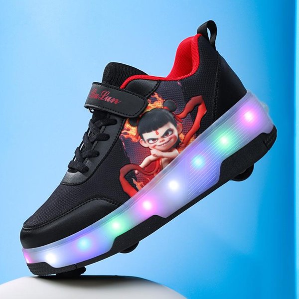Nuevos Zapatos De PatíN Para NiñOs Nezha Ruedas Luminosas Patines De Cuatro Ruedas Caminar Invisible Deportes Al Aire Libre Mujeres 40-image