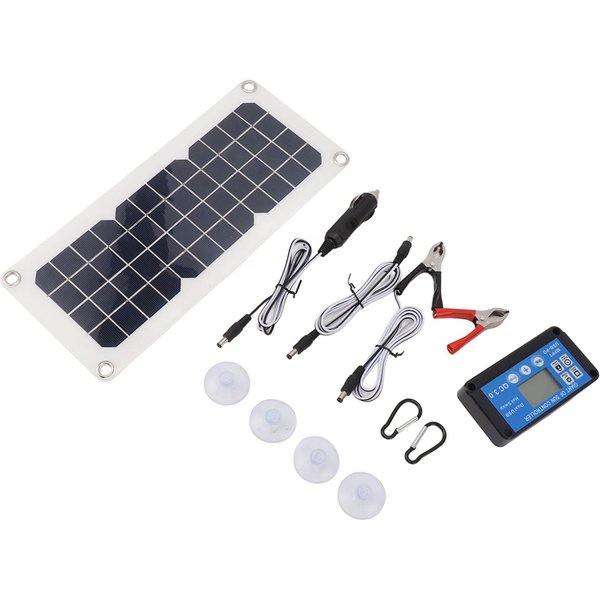 Kit De Panel Solar 30W Panel Solar 18V 5V USB Doble Salida 12V 24V Juego De Controlador Para Camping Al Aire Libre Black-image