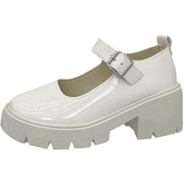 Damskie Buty Mary Jane Vintage DziewczęCe Pompy Na Platformie Wysokie Obcasy Platforma Buty Lolita Styl JapońSki College SłOdkie Buty Studenckie 36 White-image