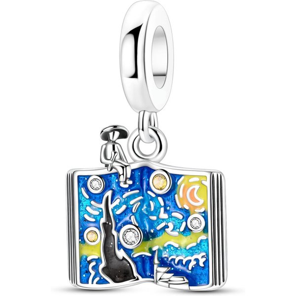 Van Elegante Noche Estrellada De Van Gogh Encanto Cobre Azul Perla Se Adapta A Pulseras Genuinas Hazlo Tú Mismo Para Mujer JoyeríA Hermosa Exquisita-image