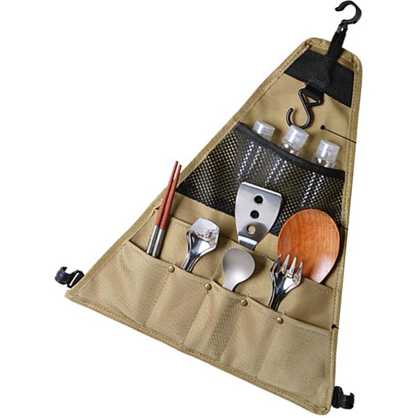 Bolsa De Almacenamiento Para Camping PortáTil TriáNgulo Tela Oxford Organizador Colgante Para Vajilla Para Picnic Al Aire Libre Black-image