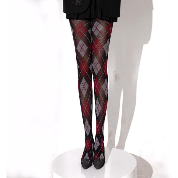 1 Para Poliestrowe Retro W Kratkę Rajstopy PońCzochy Bielizna Jk JapońSki Styl PońCzochy Legginsy MięKkie Seksowne Wysokie Do Uda Skarpety Kobiety One Size-image