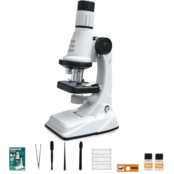 Zestaw Mikroskopu Dla Dzieci 200X-1200X PrzenośNa Lupa Biologiczna Naukowa Zabawka Stem Szkolna Edukacyjna Kieszonkowy Mikroskop Z OśWietleniem LED-image