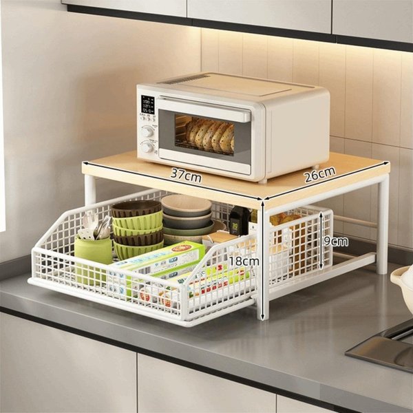 Con Cajones Organizador De Cocina Ahorro De Espacio Estante De Almacenamiento En Encimera Soporte Para Microondas Horno Tostador B-image