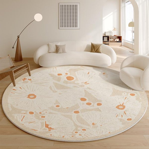 DecoracióN De Sala De Estar Minimalista Alfombra Redonda Gran ÁRea Alfombra Antideslizante Para Sala De Estar Alfombras Estilo FrancéS Para Dormitorio Esterilla Gruesa Lavable 100X100Cm-image